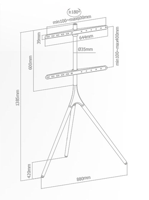 Superior TV Floor Stand 60x40 Triwood SUPSTV012 42''-70''