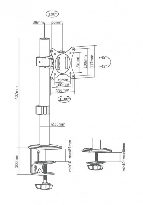 Superior Monitor Mount Universal Single SUPSPC001