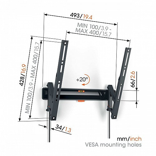 Vogels TVM3413 Tilt TV Wall Mount 32-65'' Black