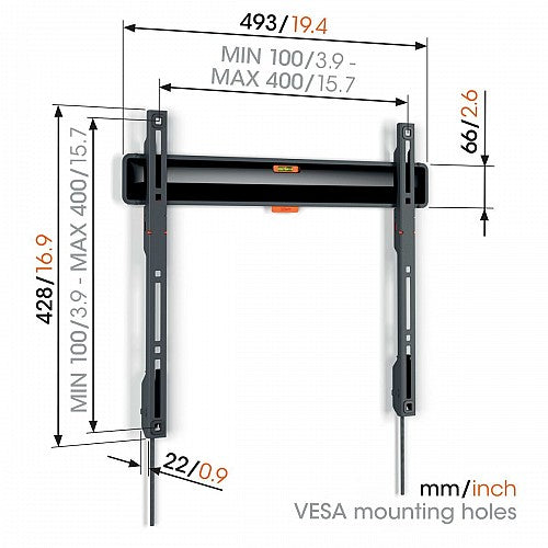 Vogels TVM3403 Fixed TV Wall Mount 32-77'' Black