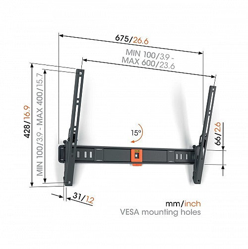 Vogels TVM1613 Tilt TV Wall Mount 40-77'' Black