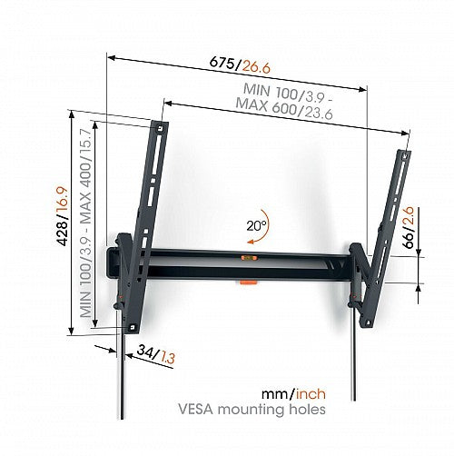 Vogels TVM3613 Tilt TV Wall Mount 40-77'' Black