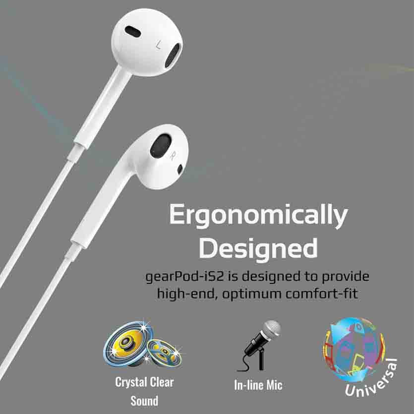 PROMATE, GEARPOD-IS2.WHITE EARPHONES JACK WIRED LIGHTWEIGHT STEREO