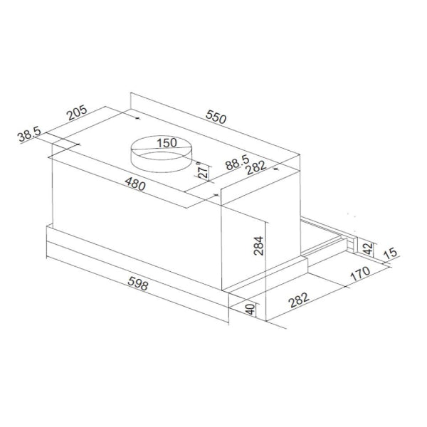 Ligmar F0560CR2D15 Telescopic Hood 60 cm