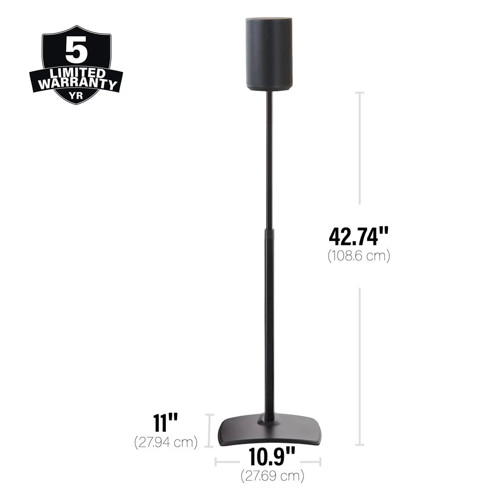 Sanus Height-Adjustable Speaker Stand for Sonos Era 100 Speaker in Black (WSSE1A1)