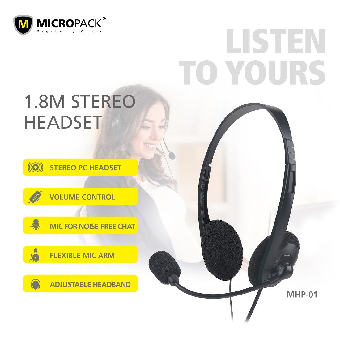 Micropack MHP-01 PC/Laptop Headset 3.5mm & 2x3.5mm