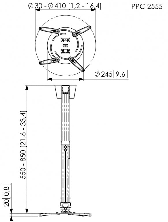 Vogels PPC2555 Projector Ceiling Kit 25kg 55-85cm