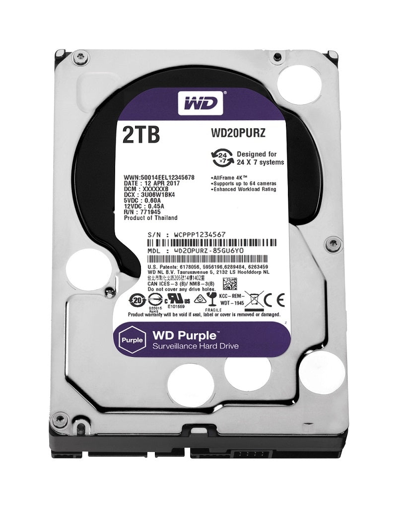 Western Digital 2TB HDD SATA 3.5'' CCTV Purple Series