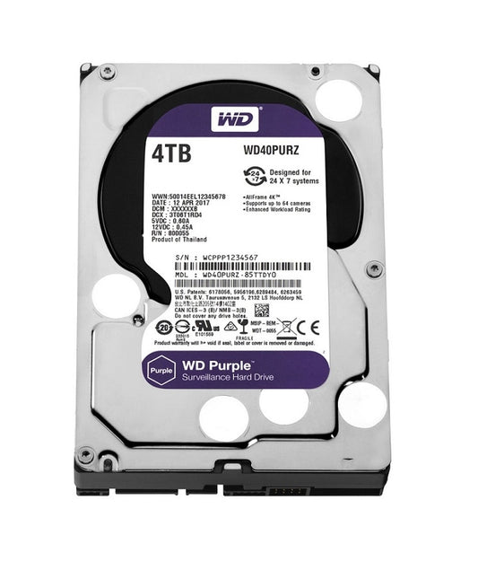 Western Digital 4TB HDD SATA 3.5'' CCTV Purple Series