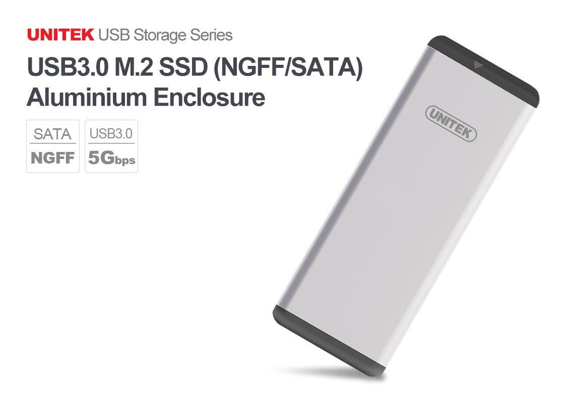 Unitek Y-3365 USB3.0 M.2 SSD (NGFF/SATA) Aluminium Enclosure