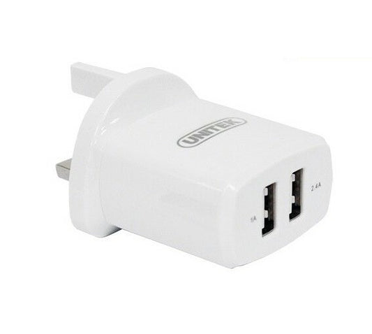 Unitek Y-P547B 2port USB Smart Wall Charger 2.4A UK