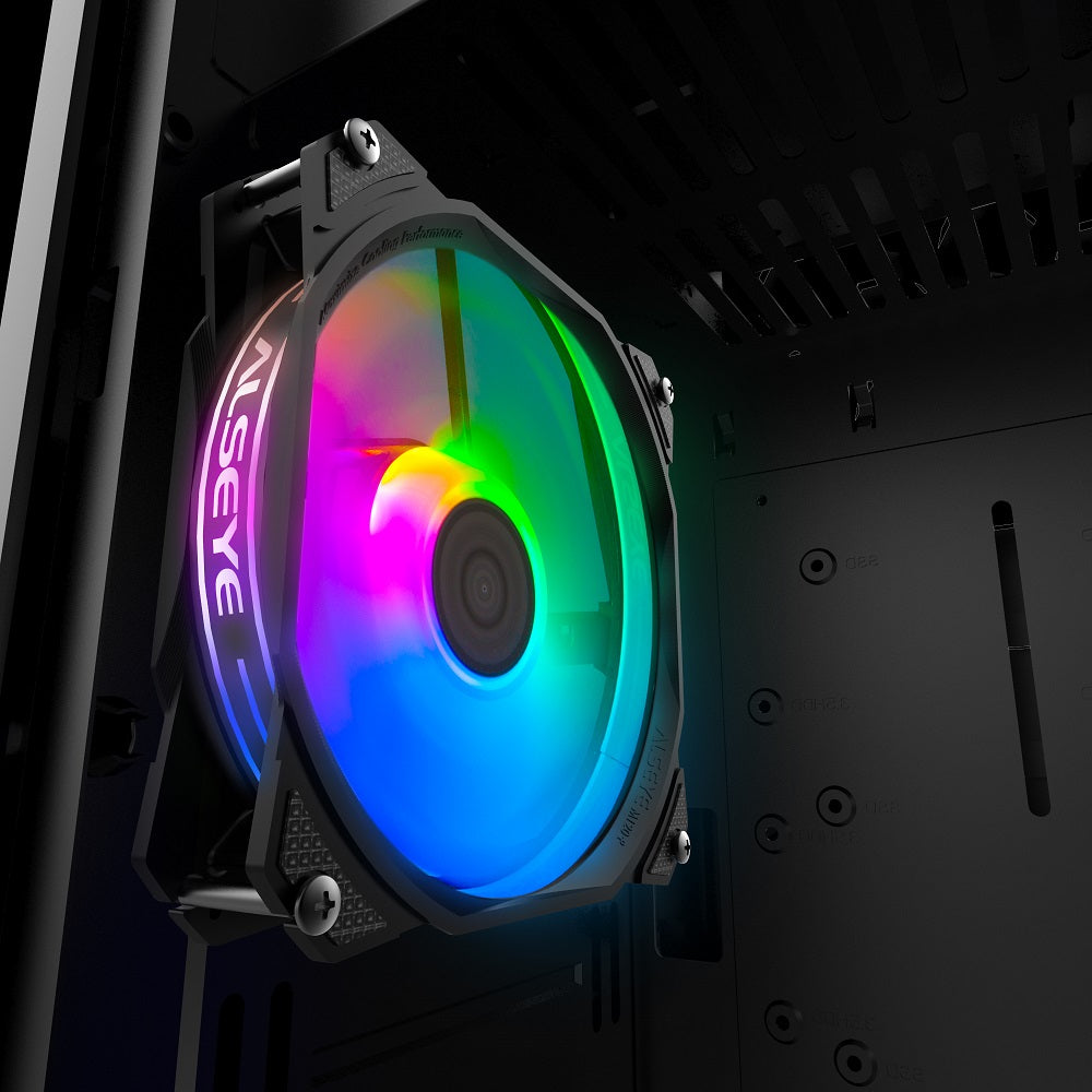 Alseye M120-PB 3pin/4pin PC Fan With RGB Effect Black